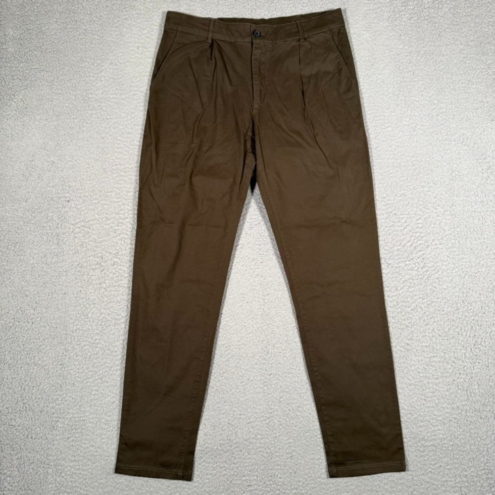 YoungLA Pants Mens 32x29 Brown Slim Fit Pleated Chino Casual‎ Preppy Pockets